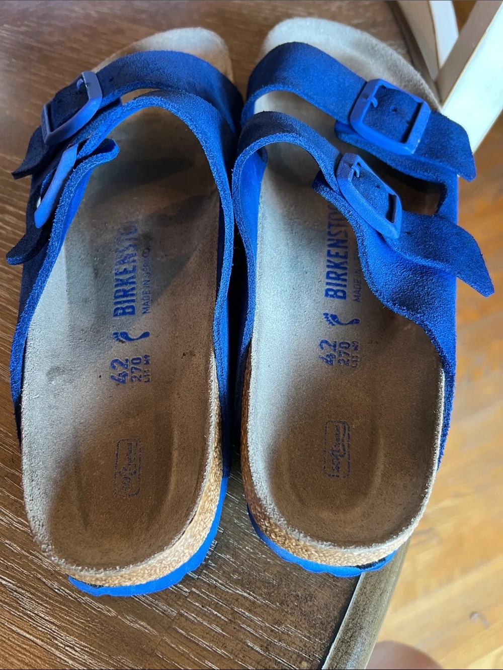 Birkenstock Blue Suede Two-Strap Sandals